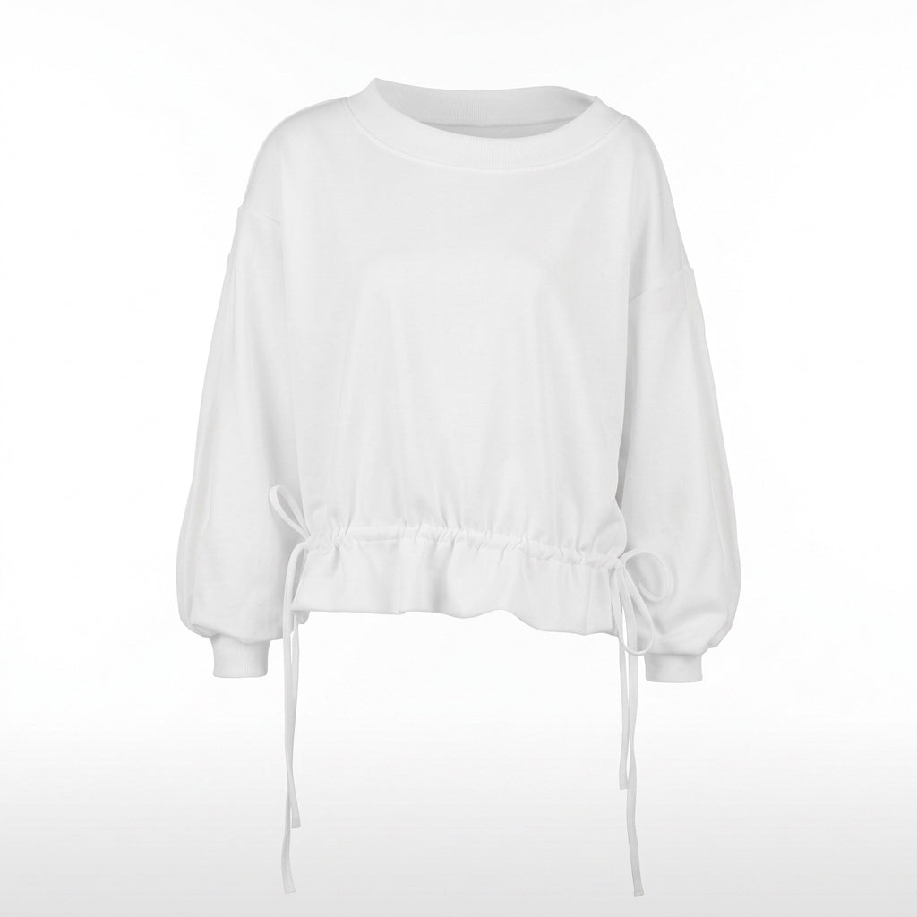 Off-Shoulder Tie-Hem Long-Sleeve Sweatshirt – view 5