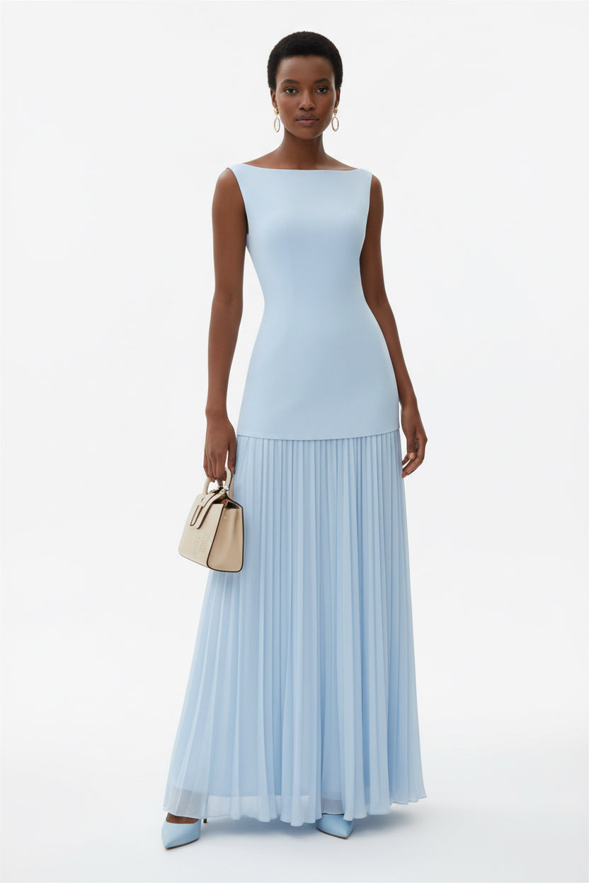 Sleeveless Knit Vest & Skirt Two-Piece Set in Light blue