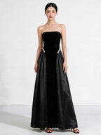 Lace Up Back Tube Maxi Dress