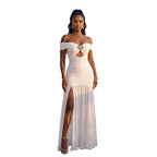 One-Shoulder High-Slit Tube Top Maxi Dress
