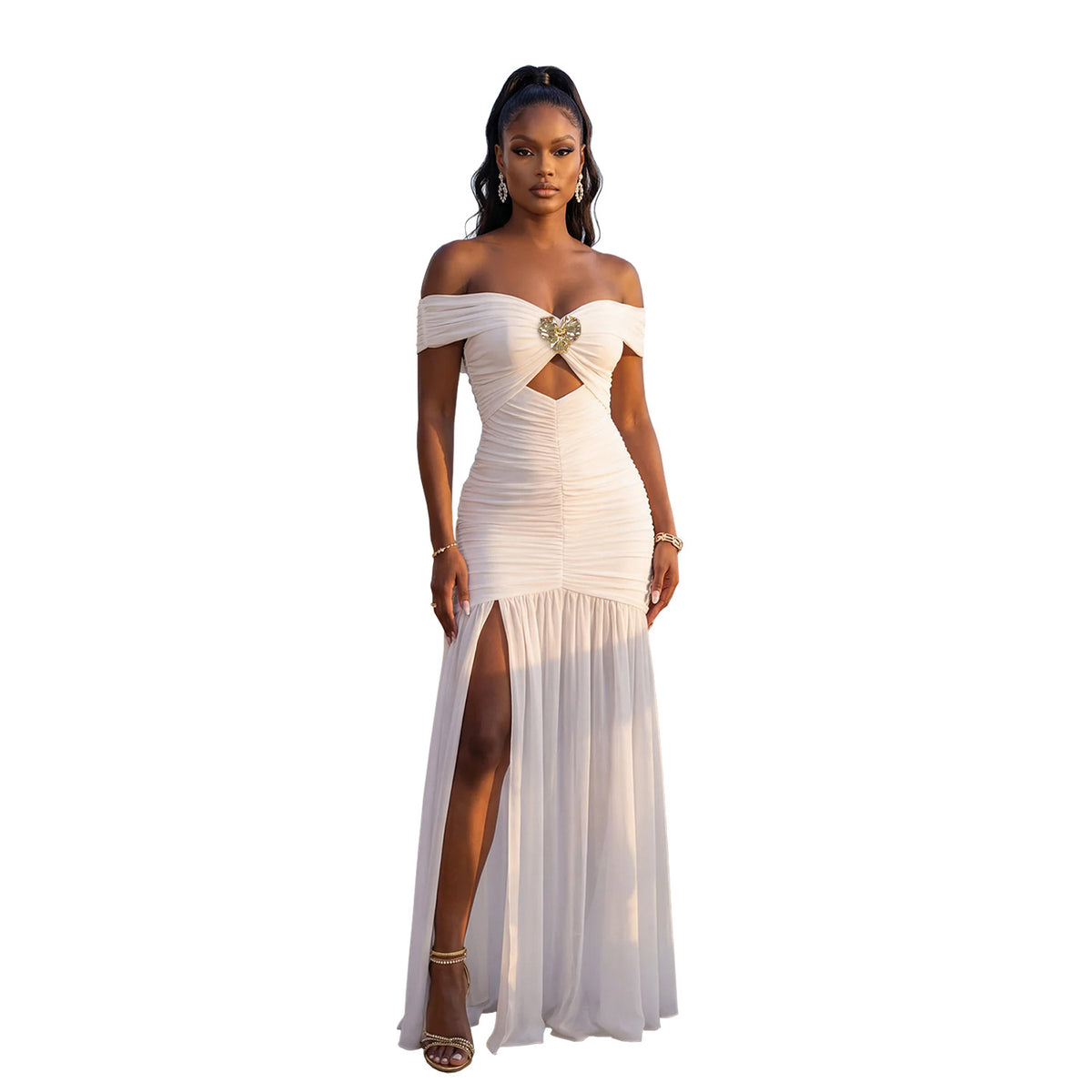 One-Shoulder High-Slit Tube Top Maxi Dress