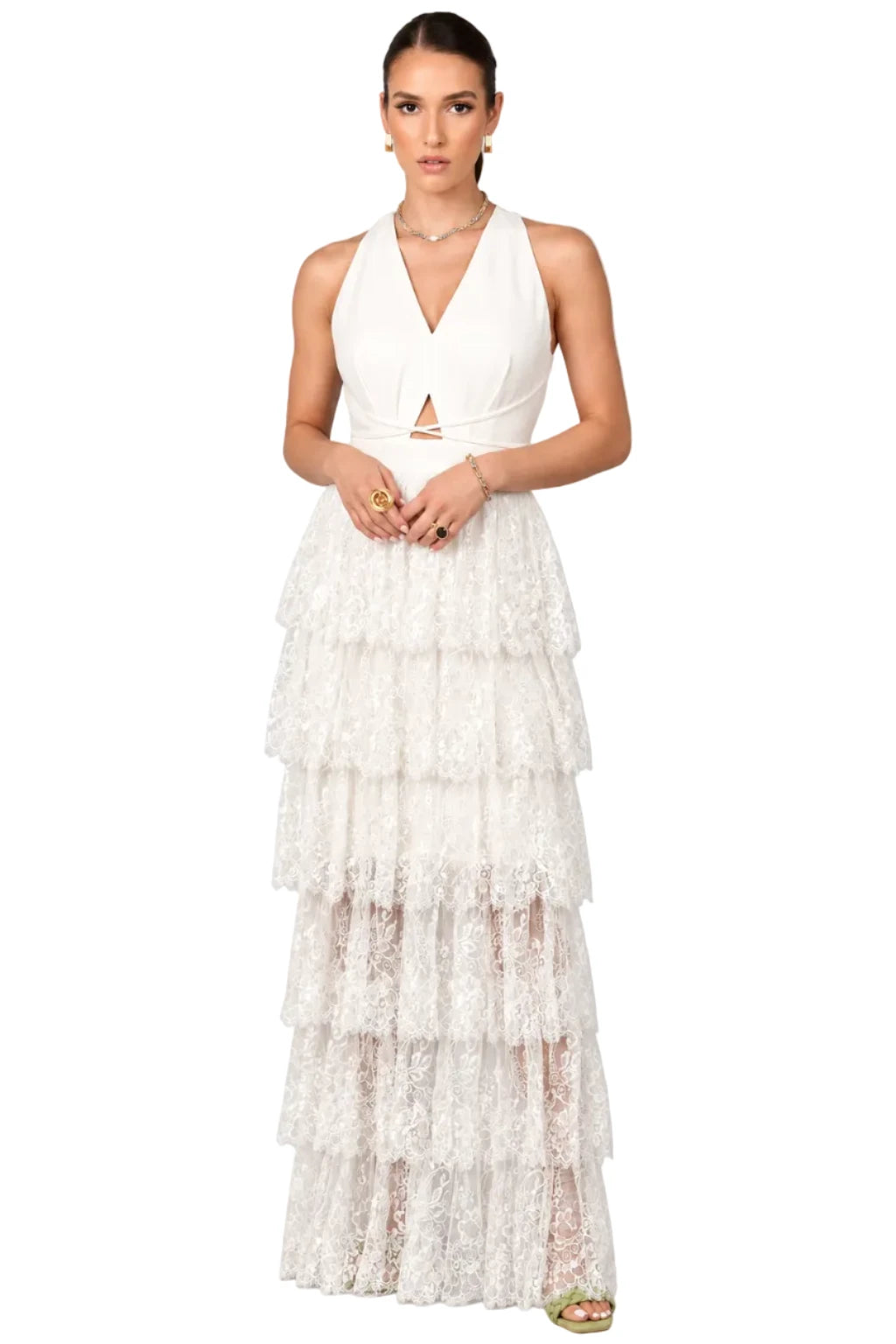 Clarise White Lace Maxi Dress