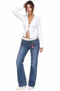 Slim-Fit Tie Front Long Sleeve Shirt