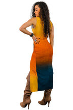 Ombré Sunset Cinched Maxi Dress – Mustard