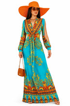 My Empire Printed Plunging-Neck Slit-Sleeve Maxi Dress