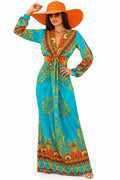 My Empire Printed Plunging-Neck Slit-Sleeve Maxi Dress