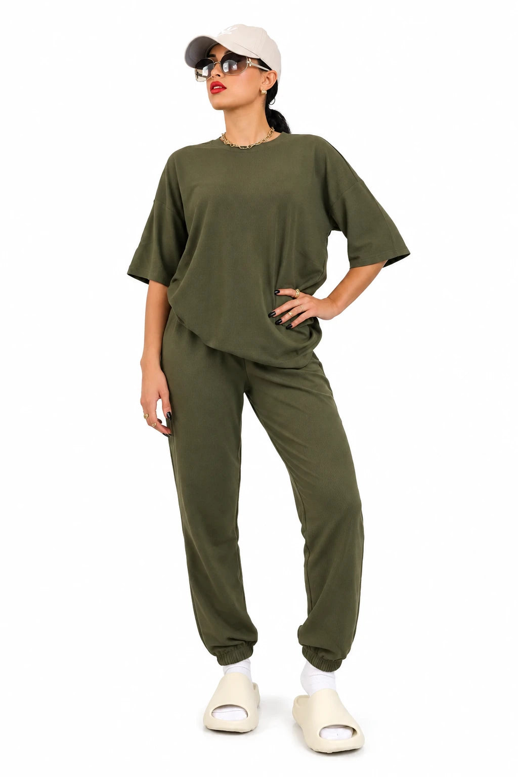 French Terry Drop-Shoulder Top & Jogger Set