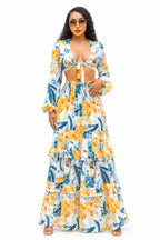 Wine Me Floral Crop Top & Ruffle Maxi Skirt Set