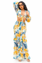 Wine Me Floral Crop Top & Ruffle Maxi Skirt Set