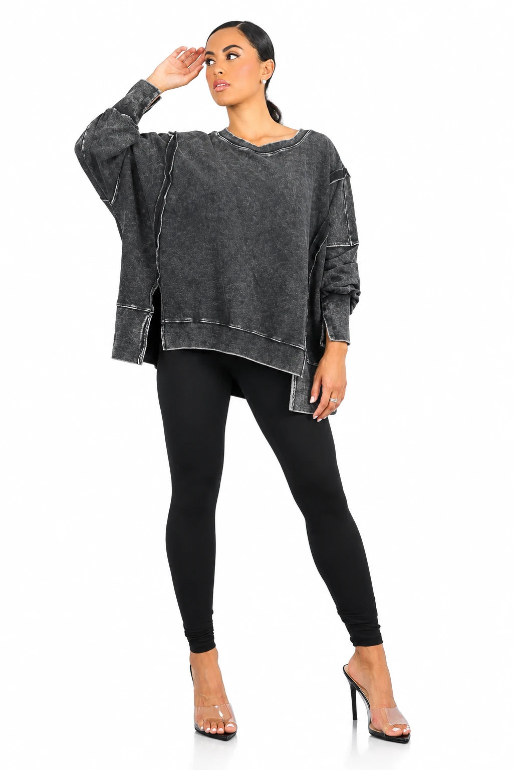 Oversized Mineral Wash Pullover & Leggings Set