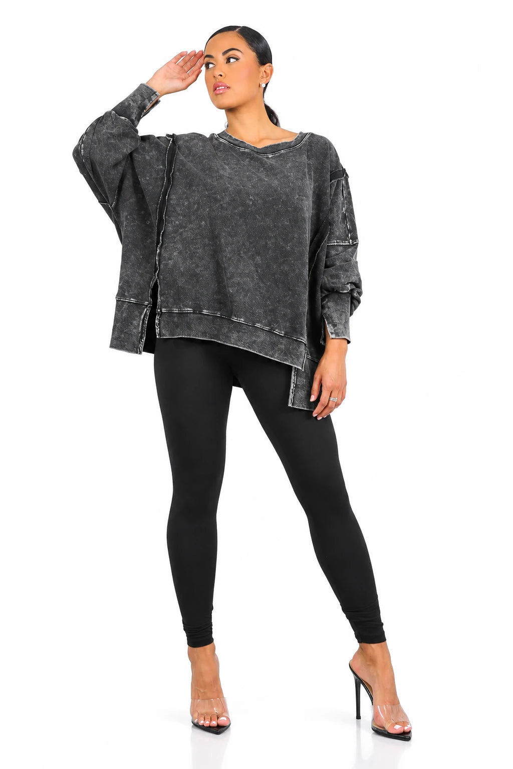 Oversized Mineral Wash Pullover & Leggings Set