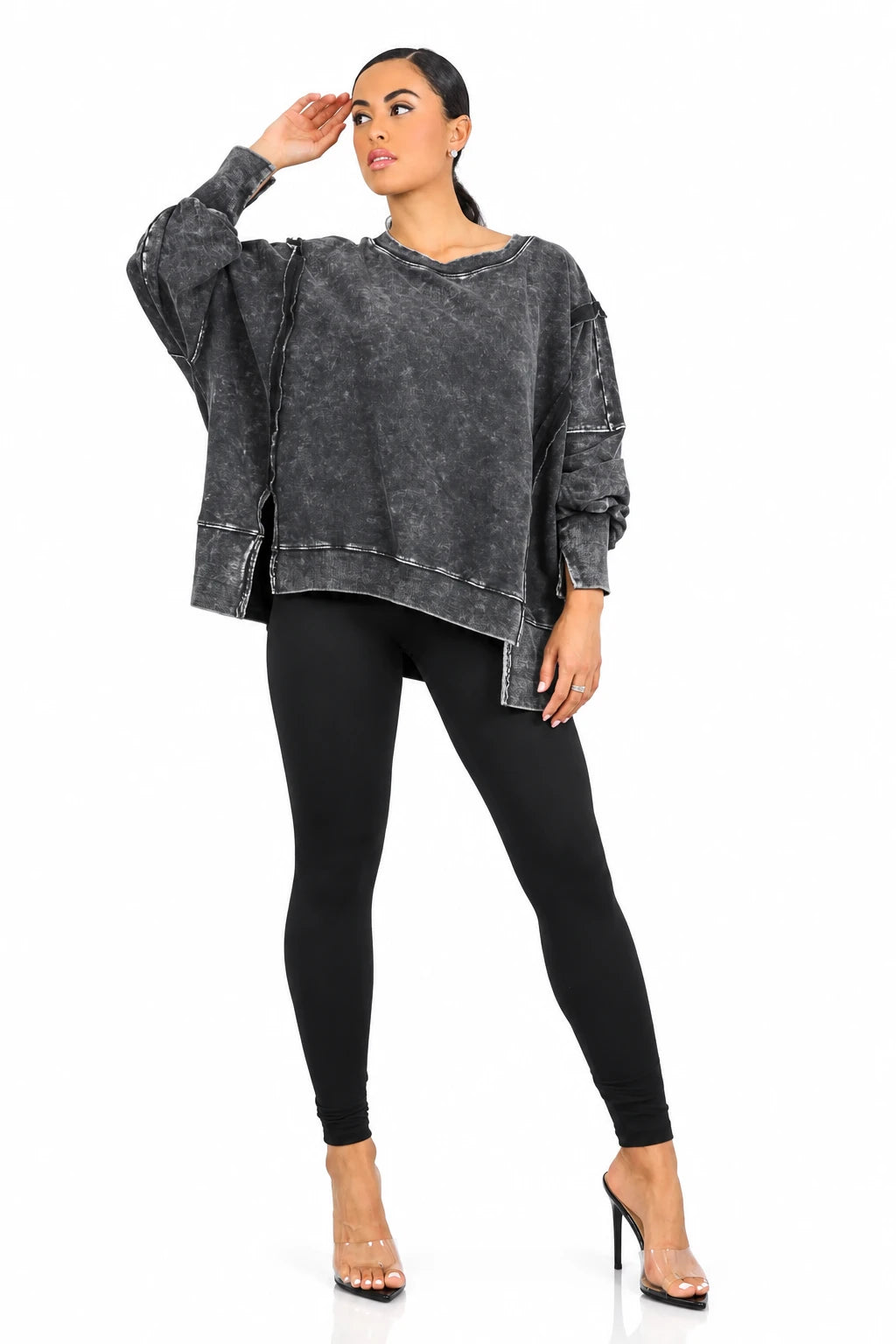 Oversized Mineral Wash Pullover & Leggings Set