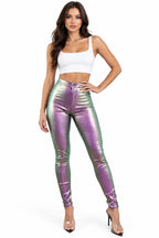 Metallic Dimensions High-Rise Disco Stretch Pants
