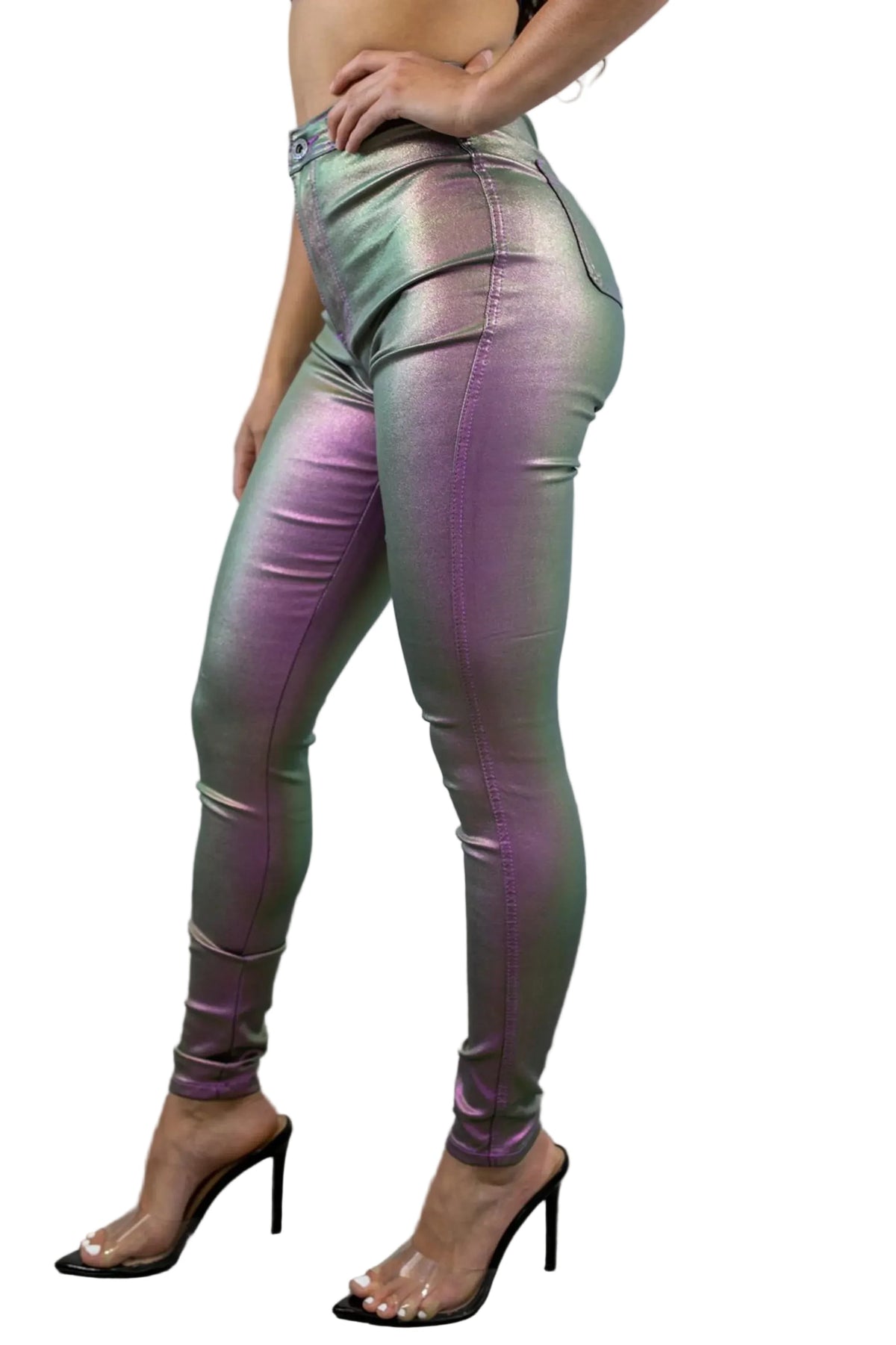 Metallic Dimensions High-Rise Disco Stretch Pants