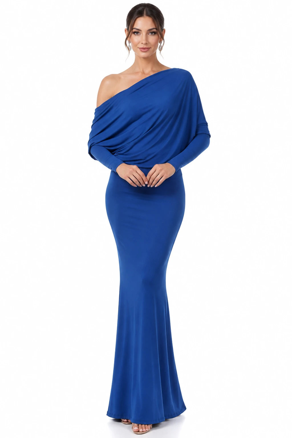 Off-Shoulder Dolman Reversible Dress – Blue