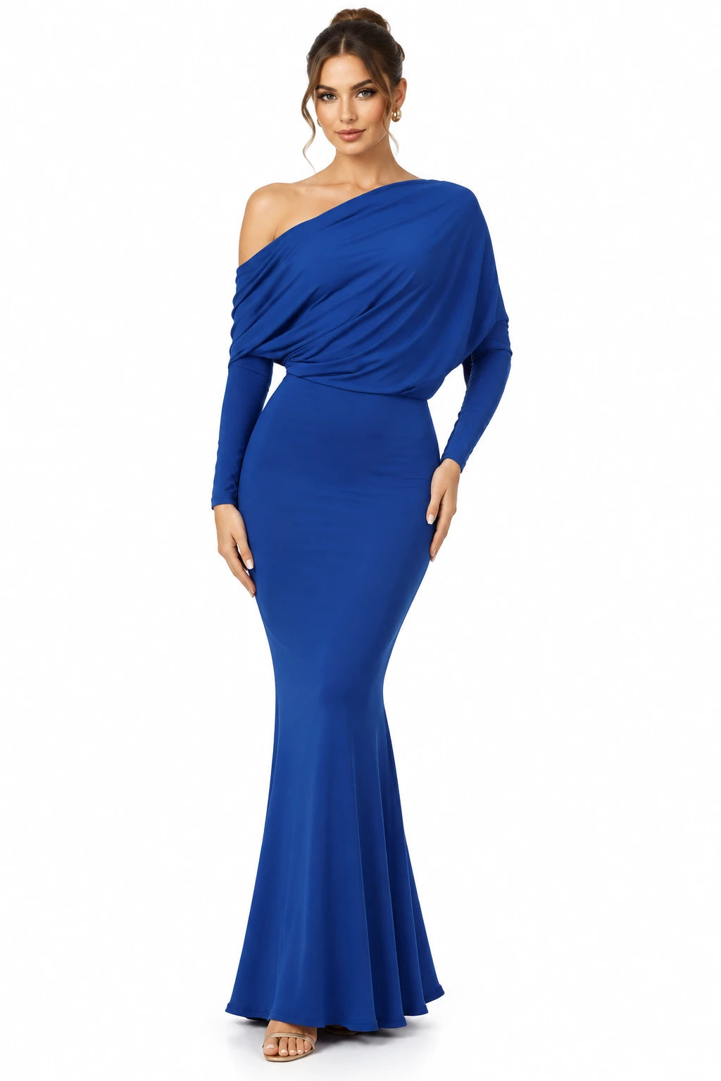 Off-Shoulder Dolman Reversible Dress – Blue
