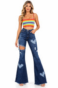 Sweetheart High-Waisted Bell-Bottom Jeans – Dark Wash