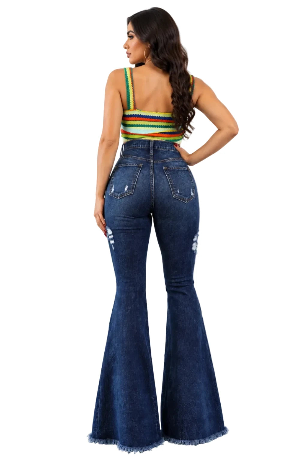 Sweetheart High-Waisted Bell-Bottom Jeans – Dark Wash