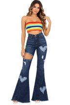 Sweetheart High-Waisted Bell-Bottom Jeans – Dark Wash