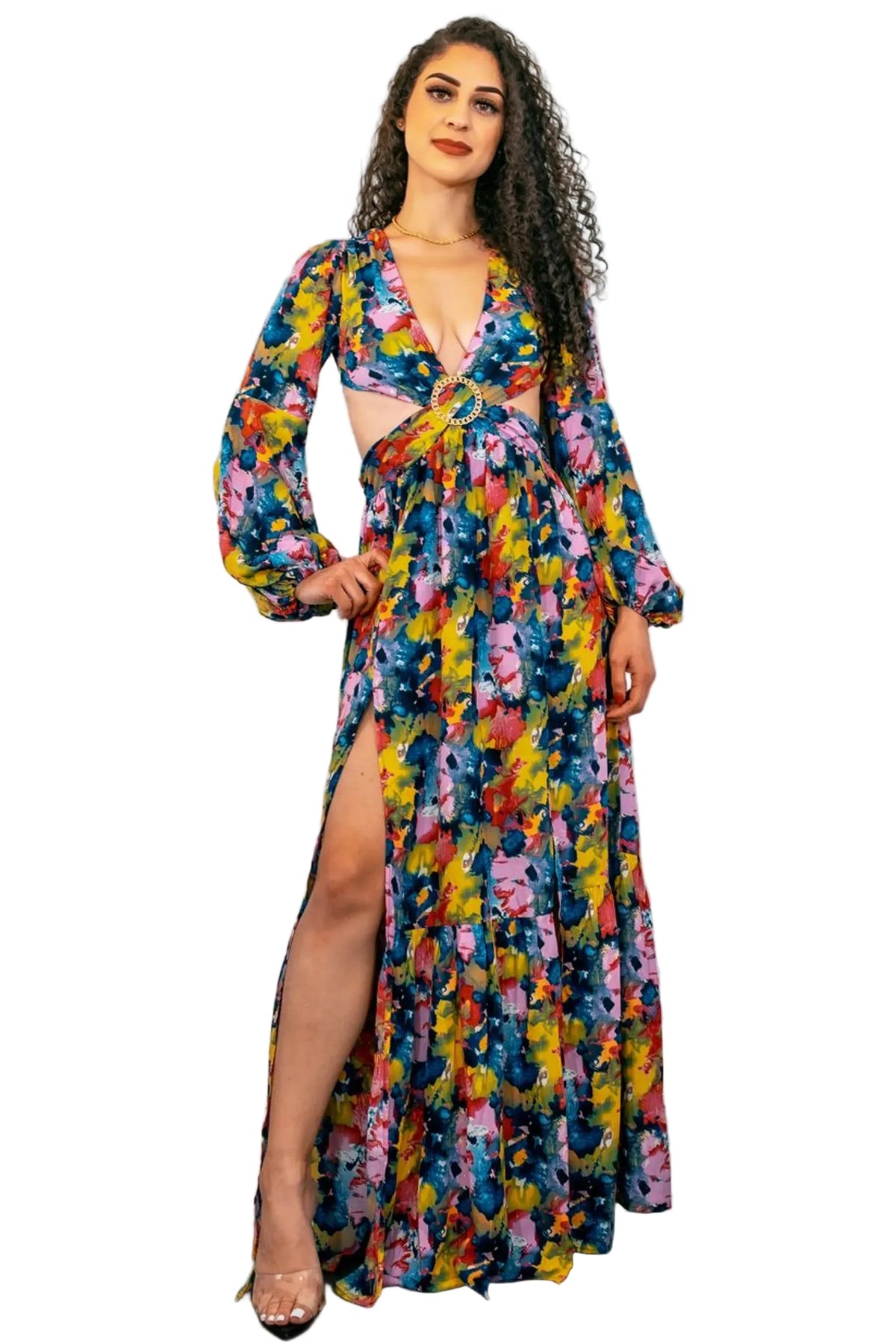 Work of Art Jewel-Accent Cut-Out Maxi Dress