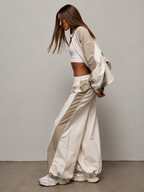 Color Block Zip Up Outerwear and Pants Set