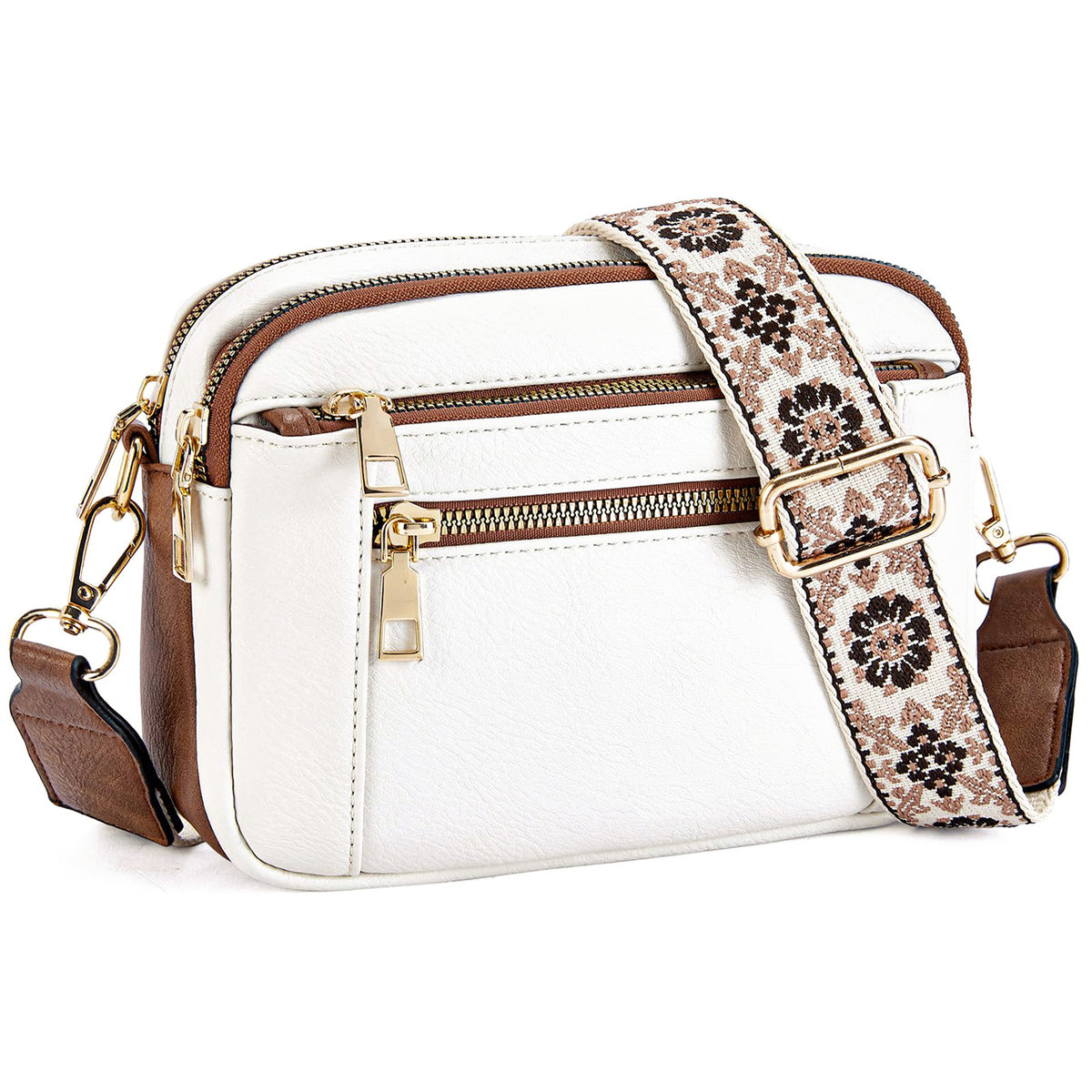 Women's Floral Strap Triple-Zip Crossbody Bag – view 6