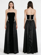 Lace Up Back Tube Maxi Dress