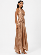 Halter Neck Ruched Maxi Dress