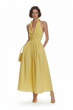 Sleeveless Maxi Dress with Pockets in Yellow