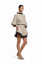 Contrast Trim Dropped Shoulder Top and Shorts Set