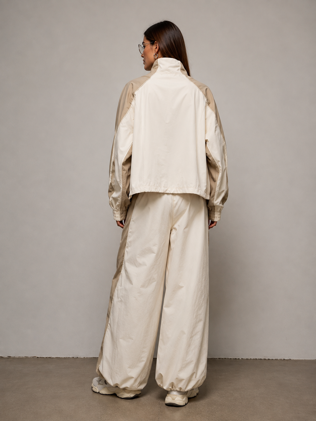 Color Block Zip Up Outerwear and Pants Set