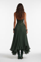 Women's Chiffon Printed Spaghetti Strap Maxi Dress – Slim Fit Retro Flowing Dress