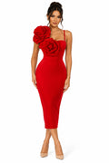 Low-Neck Sleeveless Draped Slim-Fit Straight Maxi Dress – Women's Elegant Evening Dress in Red