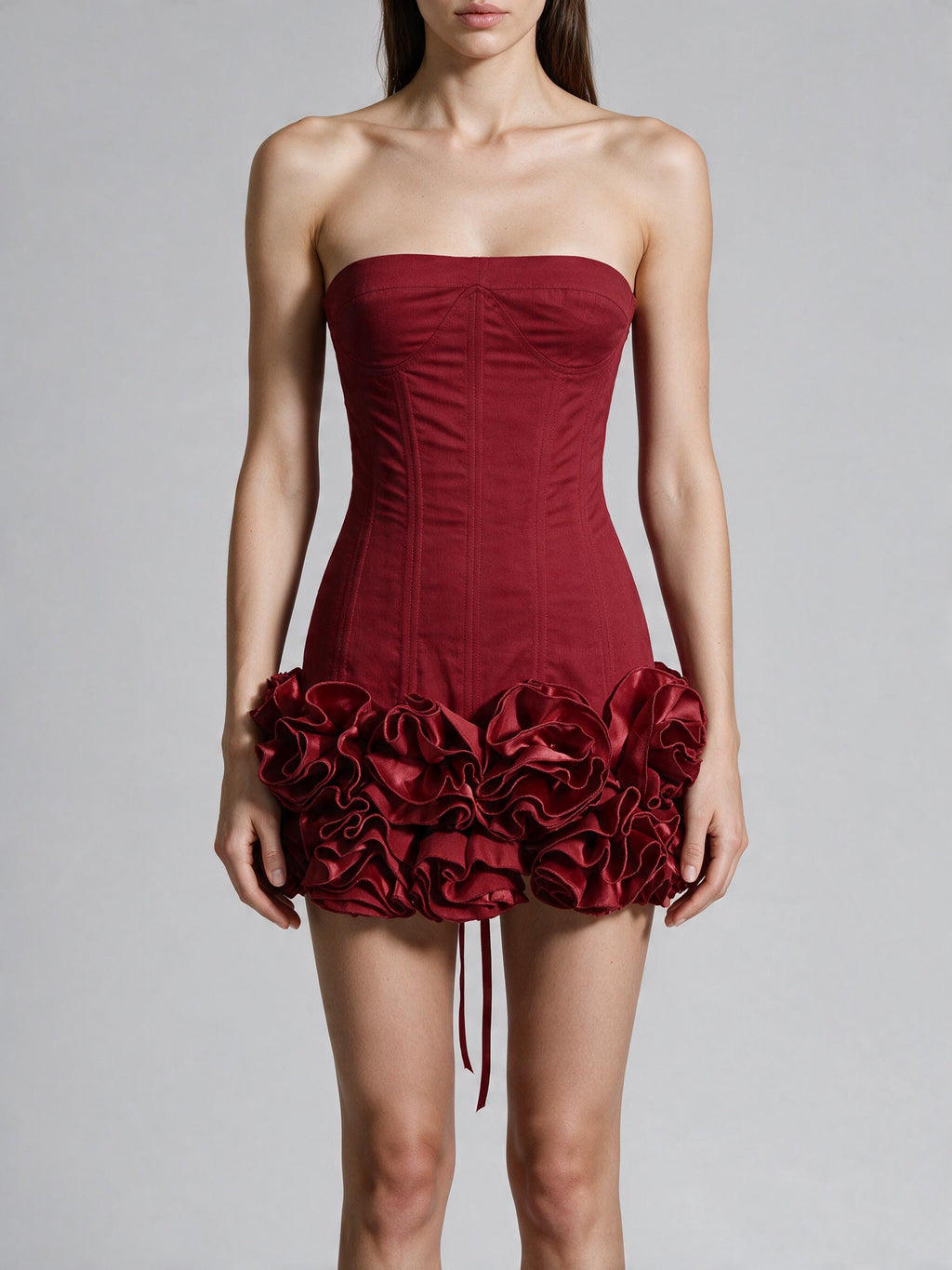 Ruffled Hem Tube Mini Dress