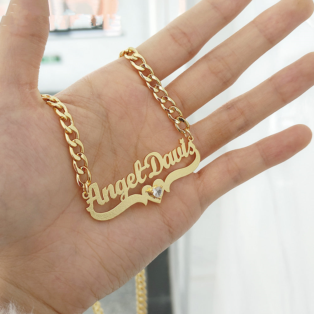 Personalized DIY Name Necklace with Heart Birthstone