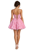 Strapless Floral Appliqué Color-Block Bubble Hem Mini Dress – Women's Sweet Going-Out Dress