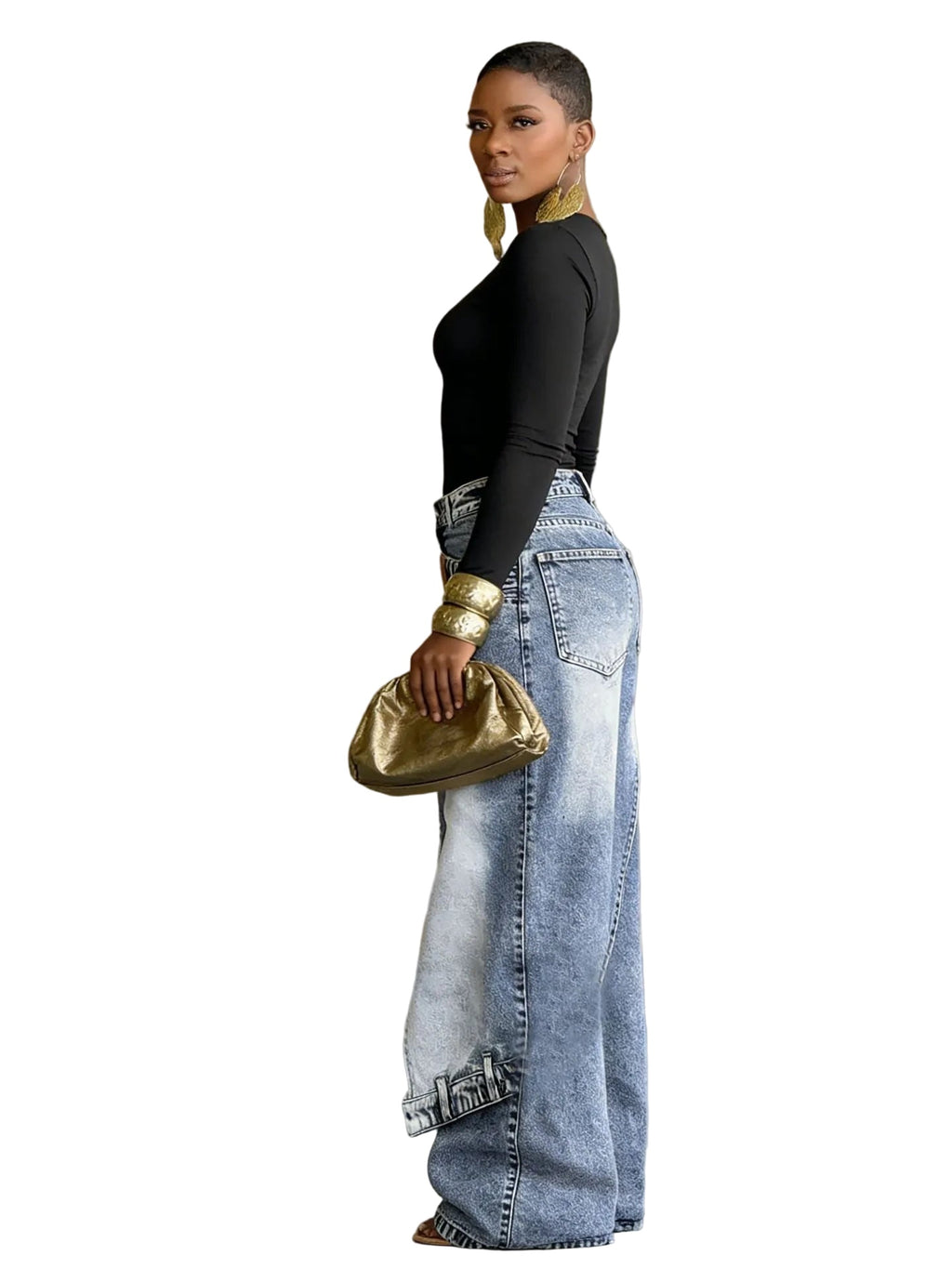 Deconstructed Layered Balloon-Leg Jeans – view 2