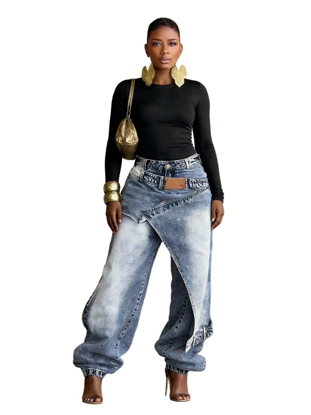 Deconstructed Layered Balloon-Leg Jeans – view 3