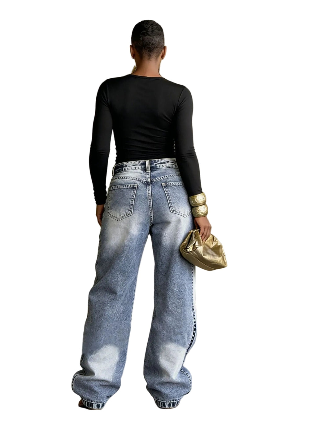 Deconstructed Layered Balloon-Leg Jeans – view 4