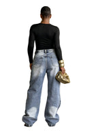 Deconstructed Layered Balloon-Leg Jeans – view 4