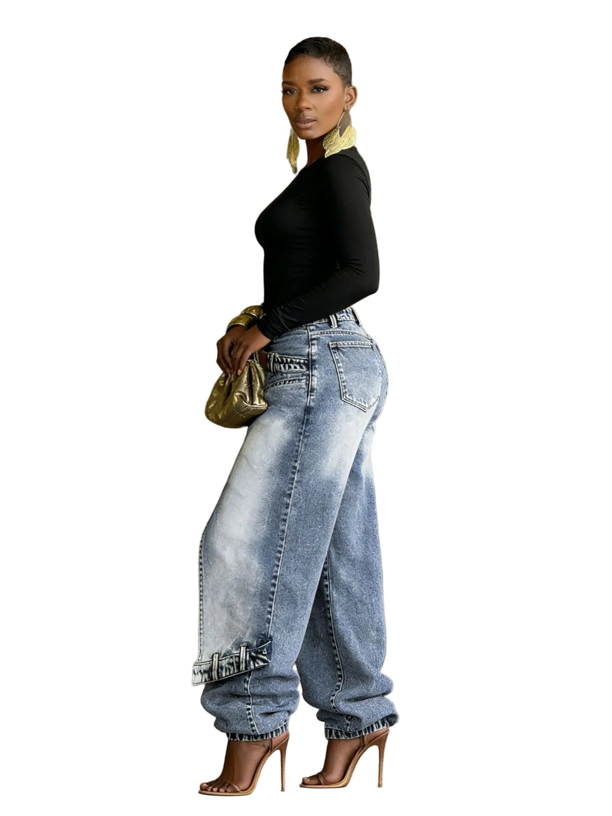 Deconstructed Layered Balloon-Leg Jeans – view 5