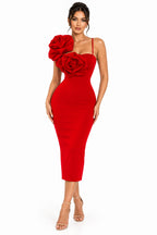 Low-Neck Sleeveless Draped Slim-Fit Straight Maxi Dress – Women's Elegant Evening Dress in Red