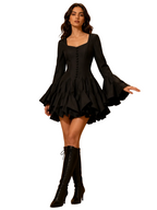 Ruffled Flare Sleeve Mini Dress