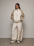 Color Block Zip Up Outerwear and Pants Set