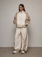 Color Block Zip Up Outerwear and Pants Set