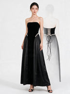 Lace Up Back Tube Maxi Dress