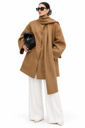 Scarf-Collar Spliced Loose-Fit Mid-Length Coat – Women's Versatile Business Casual Outerwear