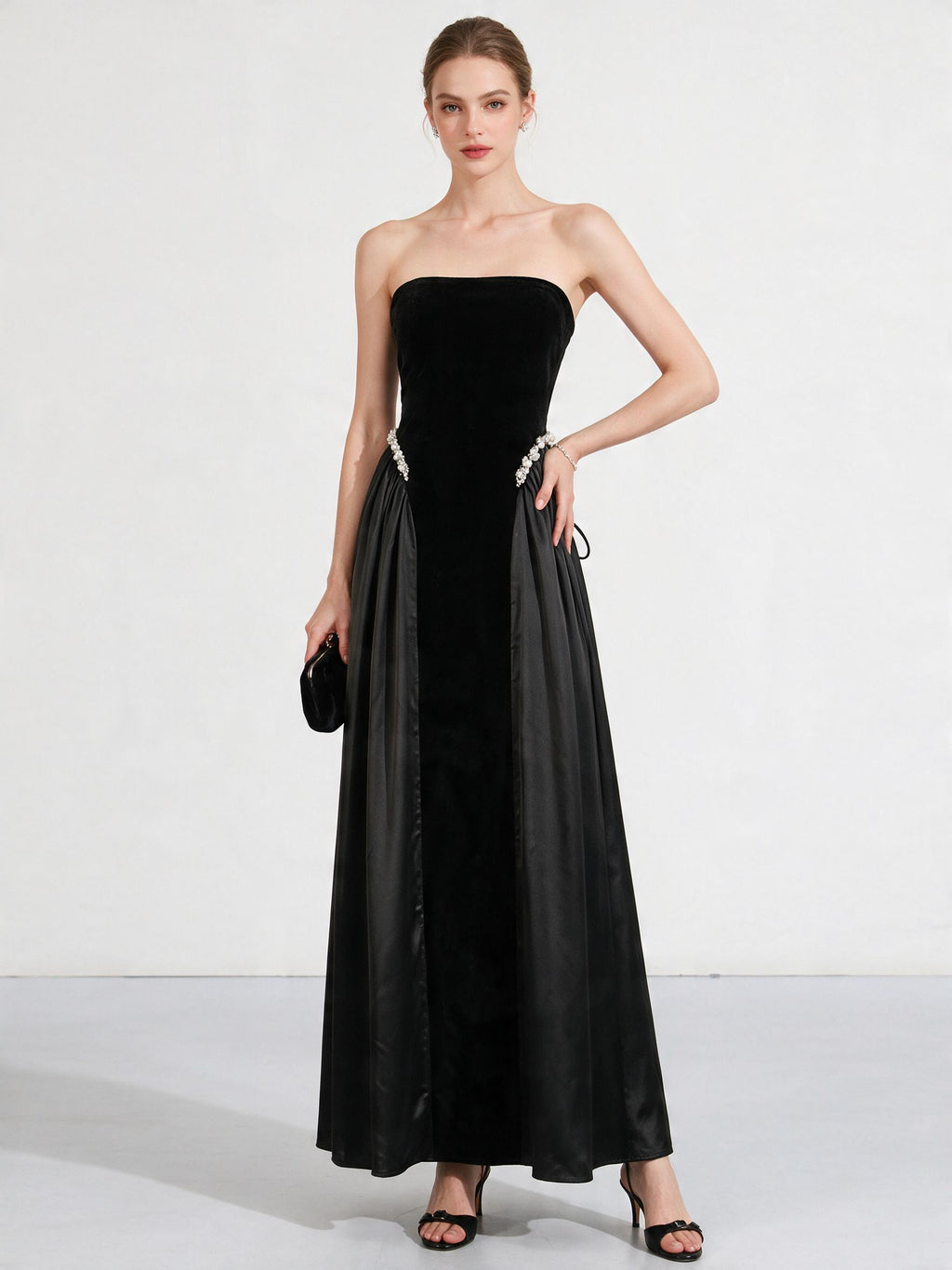 Lace Up Back Tube Maxi Dress