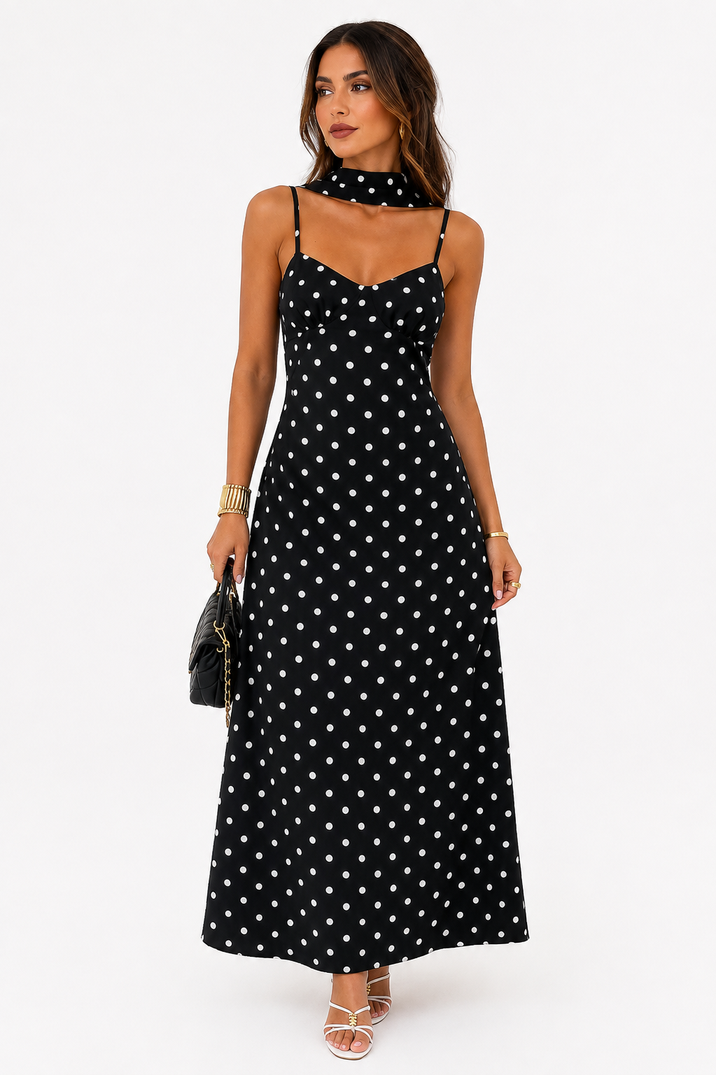 Sleeveless Bodycon Polka Dot Slip Dress