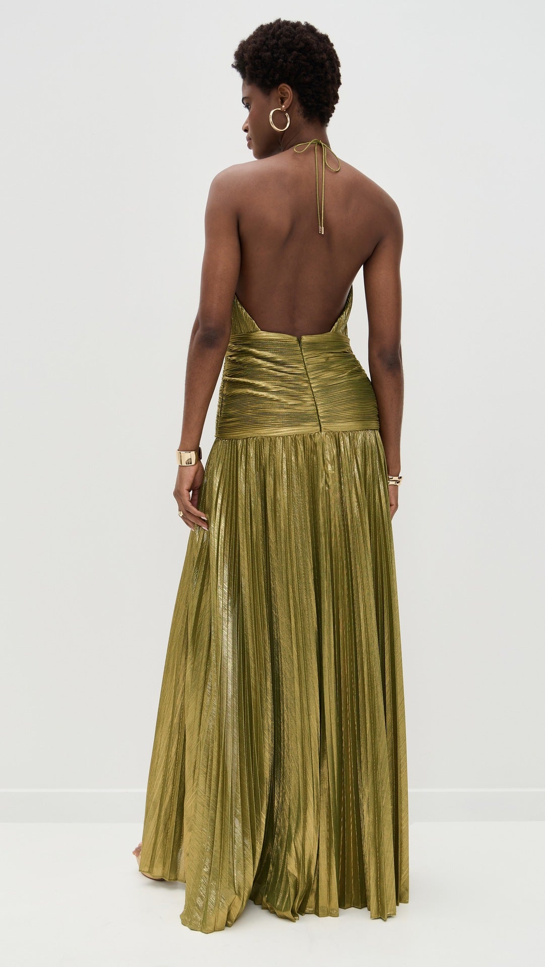 Sexy Pleated Halter Neck Long Dresses Summer Split Sleeveless Dress Evening Party Club Women's Clothing